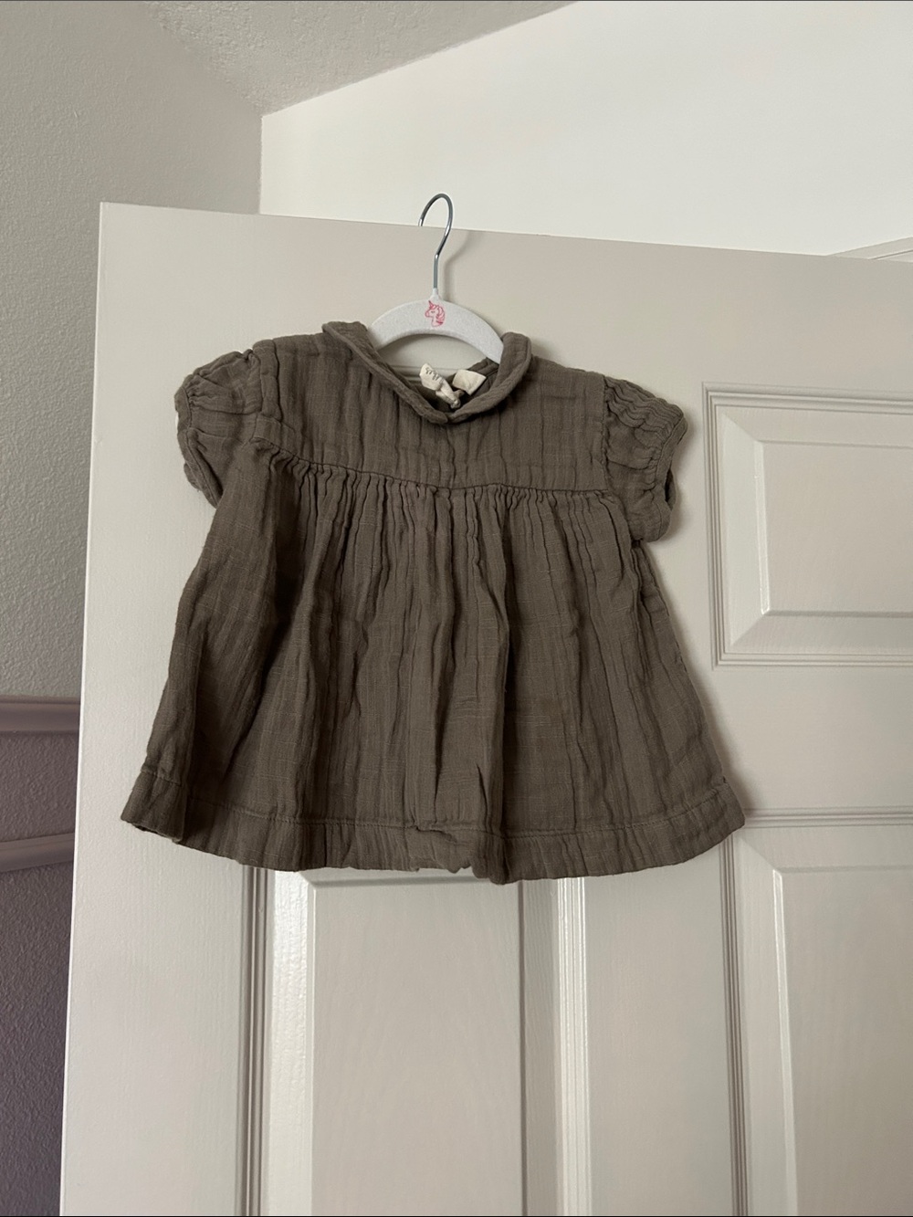 Little Cotton Clothes Baby/Toddler Gauze Peasant Top in Olive Brown